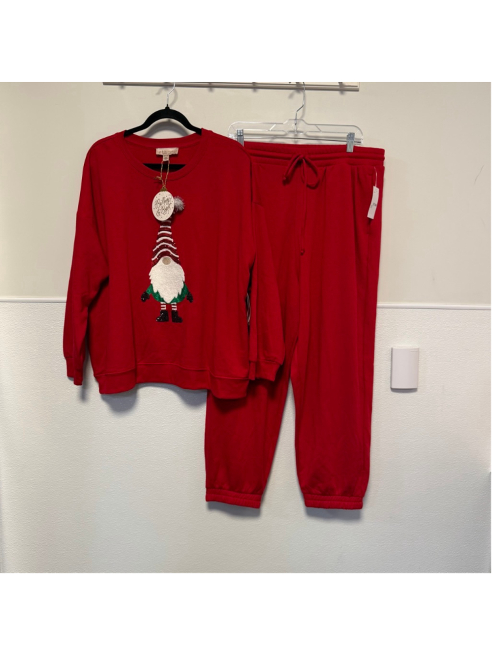 New NWT Women's Philosophy Red Gnome Christmas Pajama Set 2X 2 piece Holiday